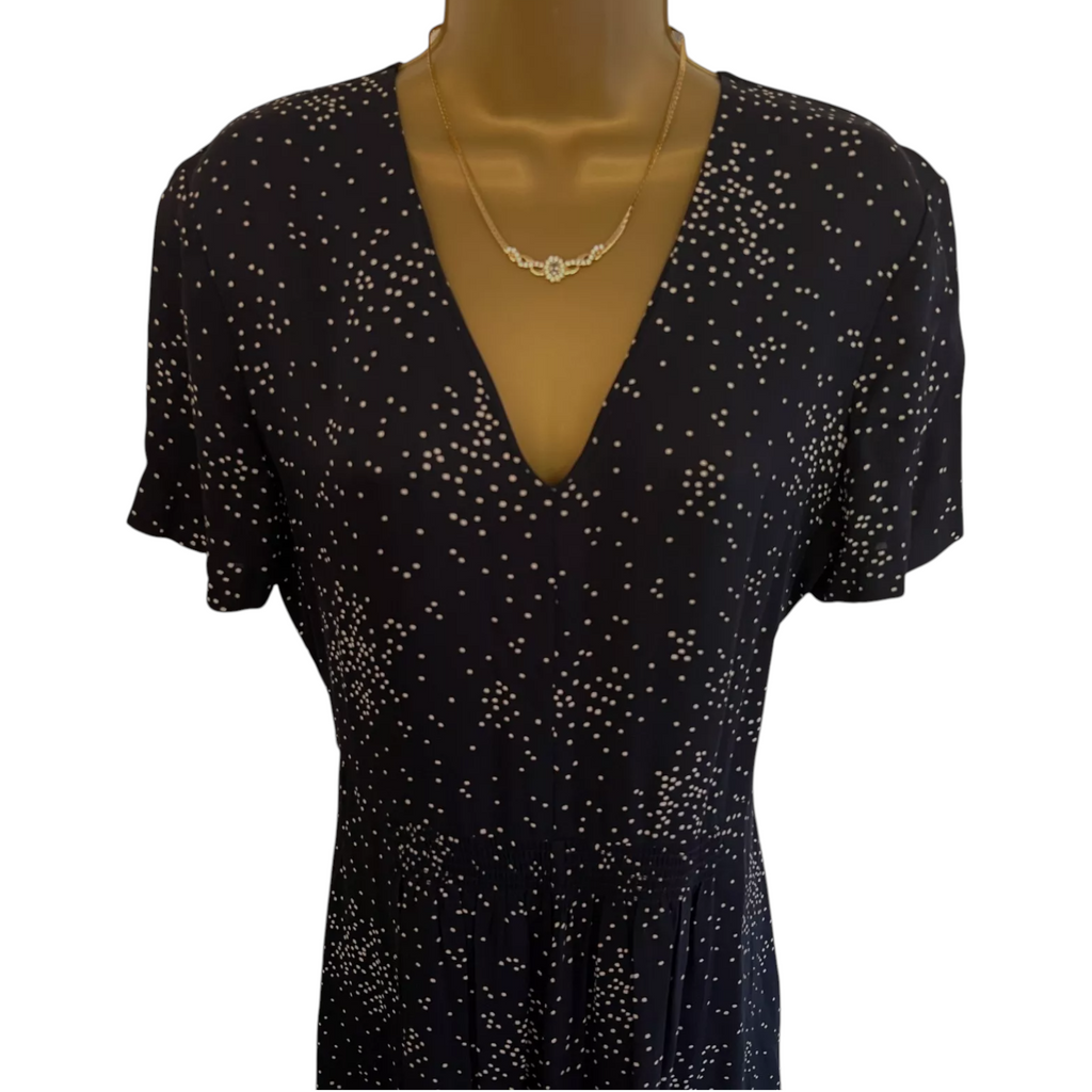 Jigsaw Black Spotted Crepe Dress UK 12