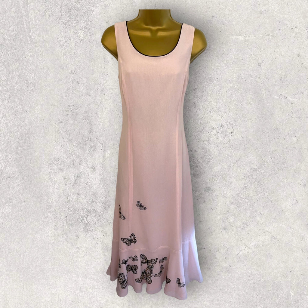 Jacques Vert Light Pink Butterfly Dress Suit UK 10/12