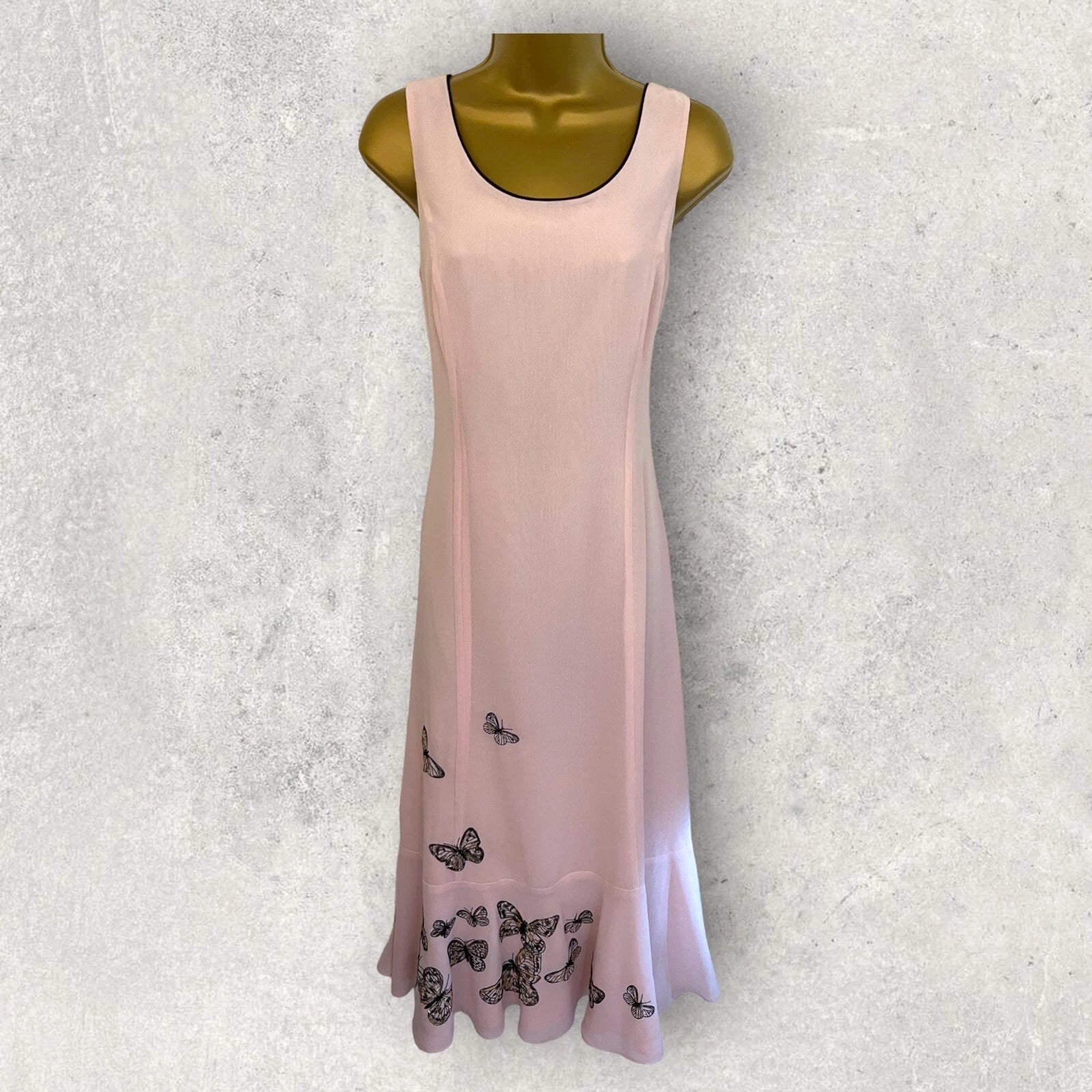 Jacques Vert Light Pink Butterfly Dress Suit UK 10/12