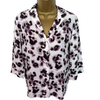 M&S Ivory Purple Animal Print Summer Blouse UK 6