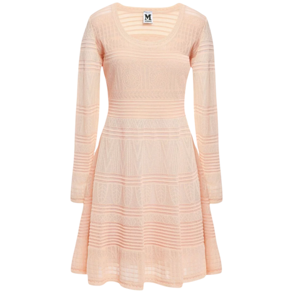 M Missoni Peach Lightweight Crochet Knit Cotton Dress UK 8