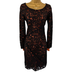 Vanessa Bruno Black Rust Lace Overlay Dress  UK 6