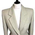 Louis Feraud Vintage 90s Pale Green & Yellow Jacket UK 12