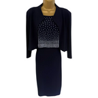 Joseph Ribkoff Navy Silver Beaded Dress Suit UK 12