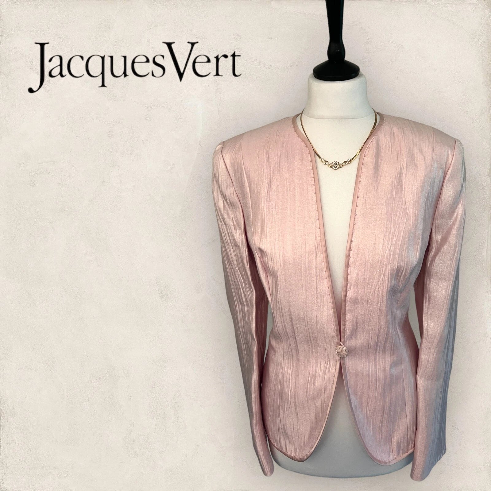 Jacques Vert Light Pink Butterfly Dress Suit UK 10/12
