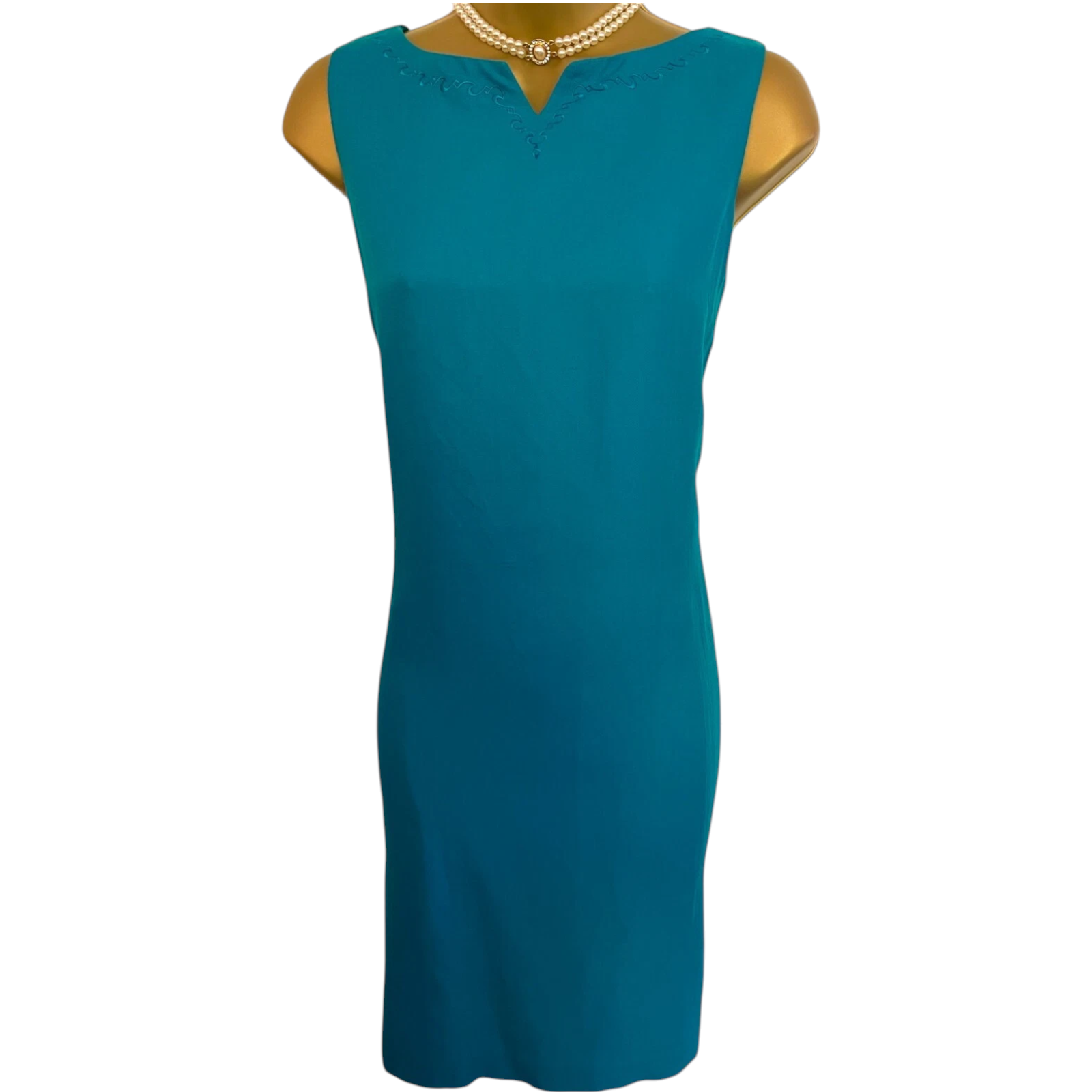 Liz Claiborne Vintage Aqua Blue Linen Dress UK 10/12