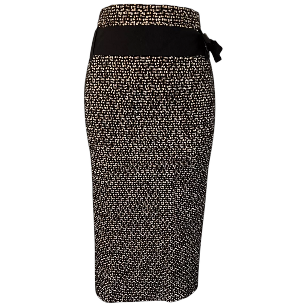 Escada Black Tweed Wool Mix Pencil Skirt UK 10