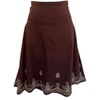 E-vie Vintage Y2K Brown Cotton Silver Embroidered Skirt UK 10