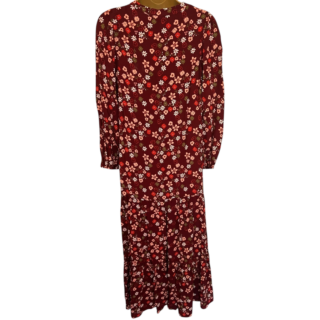 M&S Collection Dark Red Ditsy Floral Dress UK 8