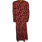 M&S Collection Dark Red Ditsy Floral Dress UK 8