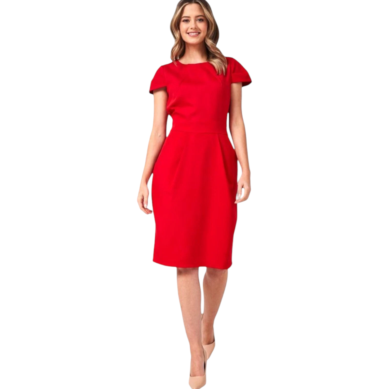Marc Angelo Red Cap Sleeve Tulip Dress UK 14