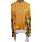 Whistles Mustard Yellow Cotton Fine Knit Waterfall Cardigan UK 8