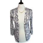 East Blue White Linen Cotton Fine Knit Cardigan UK 8/10