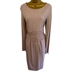 Max Mara Nude Crepe Long Sleeve Dress UK 14