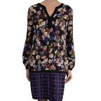 M&S Collection Purple Black Check & Floral Dress UK 14