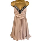 French Connection Blush Beaded Chiffon Dress  UK 10/12