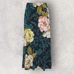 Dorothy Perkins Green Floral Silky Midi Skirt UK 10