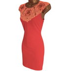 Ted Baker Violina Neon Orange Lace Neck Dress UK 8