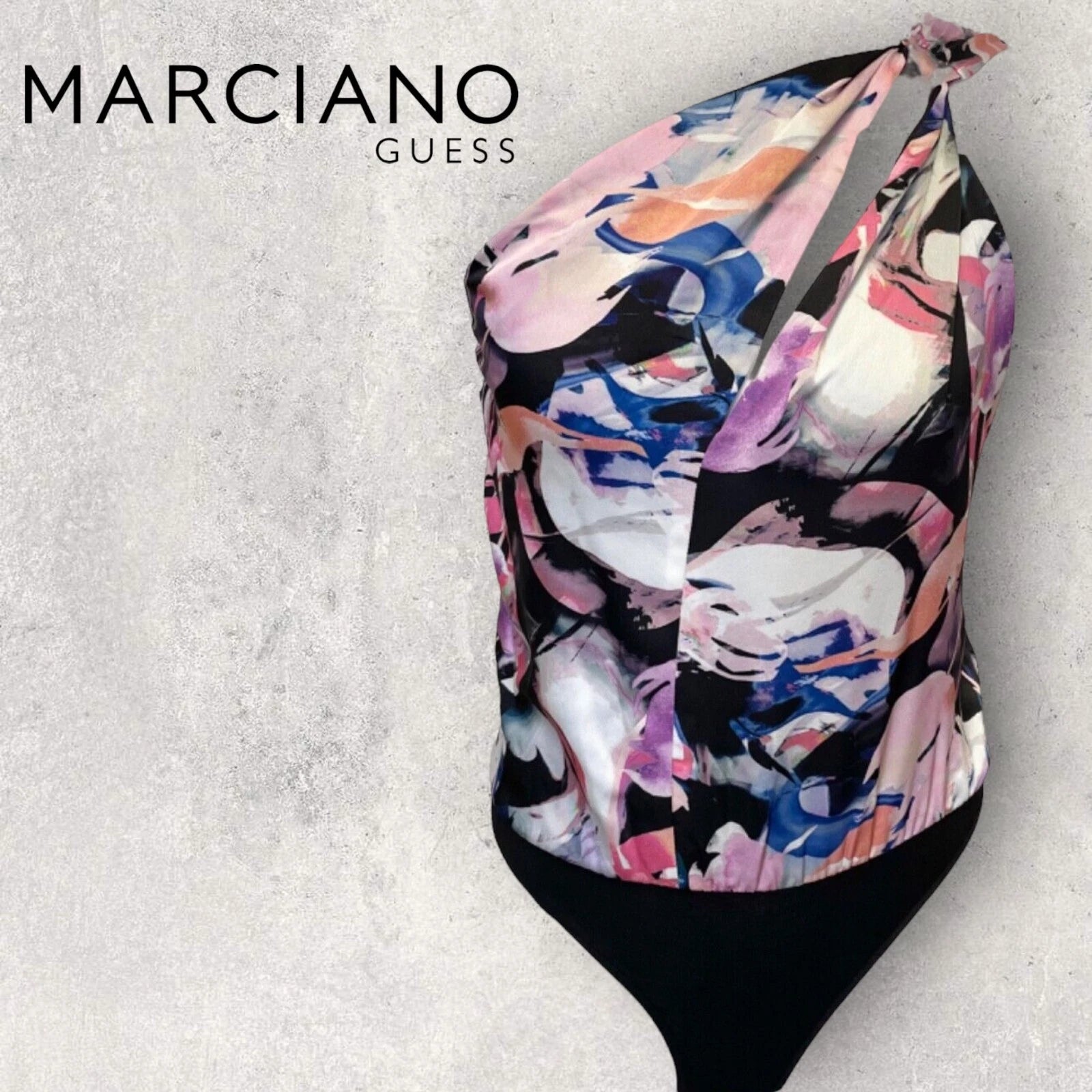Guess by Marciano One Shoulder Silky Floral Bodysuit UK 16