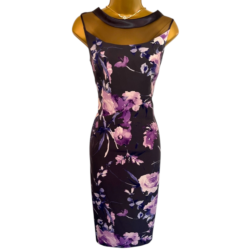 Jacques Vert Purple Lilac Floral Dress UK 10