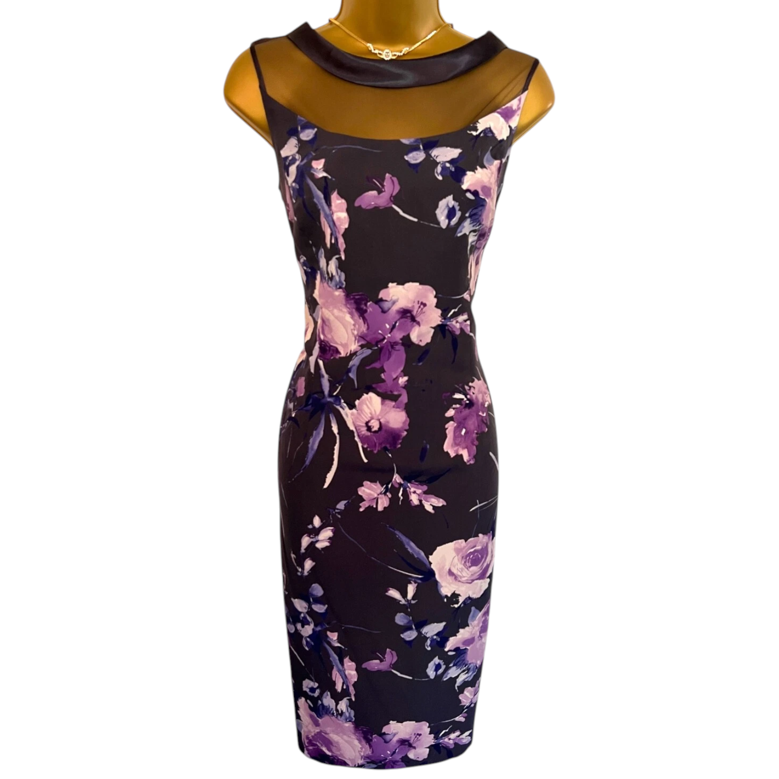 Jacques Vert Purple Lilac Floral Dress UK 10