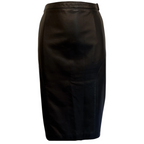 Versace Black Leather Pencil Skirt UK 14