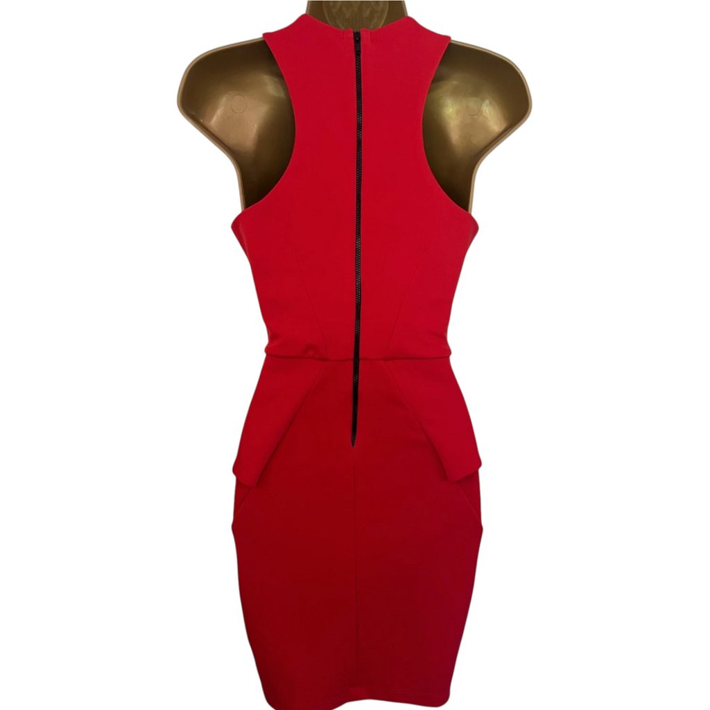 River Island Scarlet Red Peplum Dress UK 8