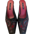 Nine West Black Beaded Square Toe Shoes UK 5