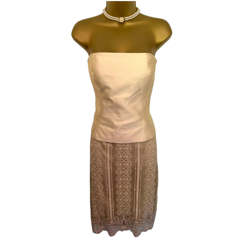 Jovani Gold Silk Beaded 2 Piece Occasion Outfit UK 14