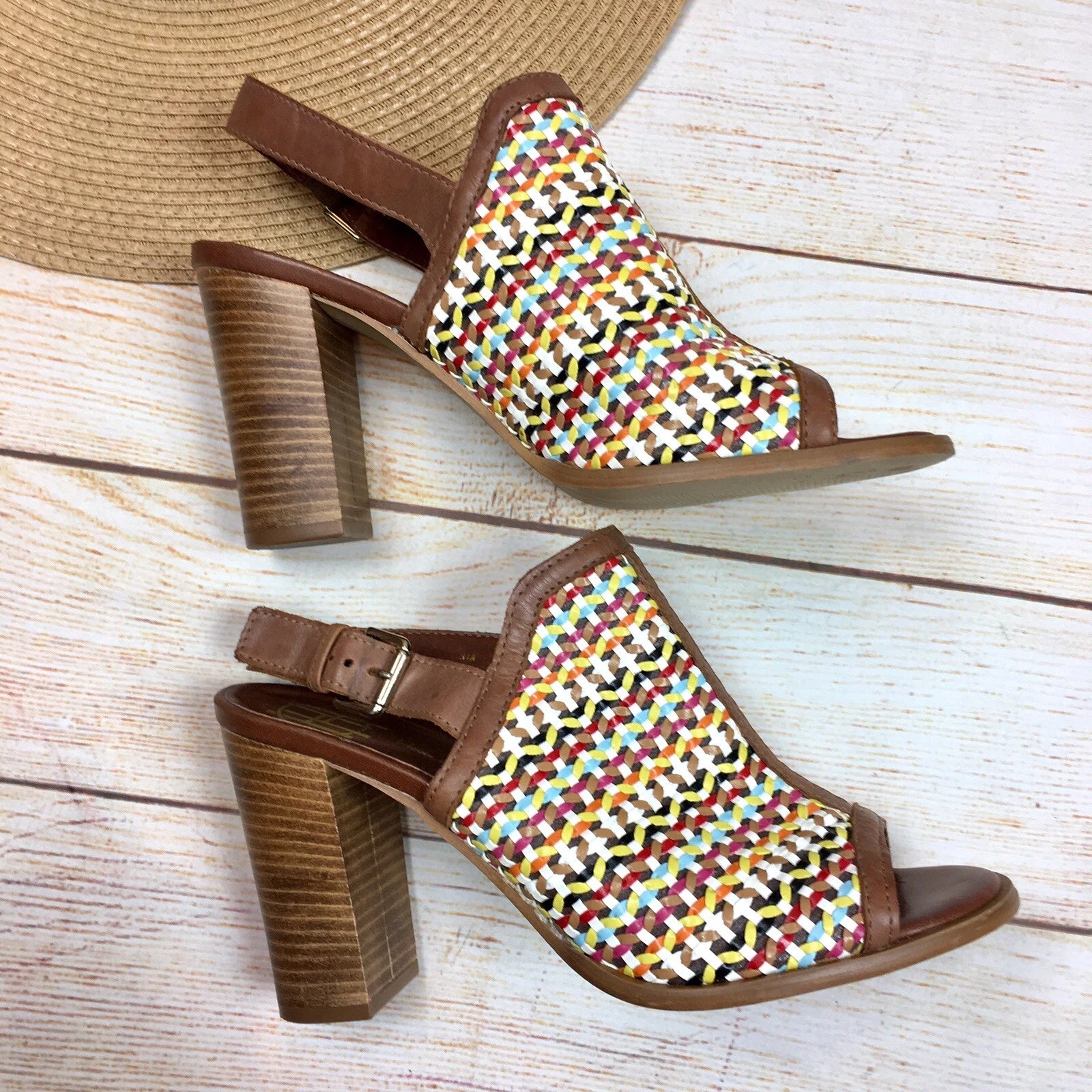 Jones Bootmaker Multicoloured Woven Leather Sandals UK 6