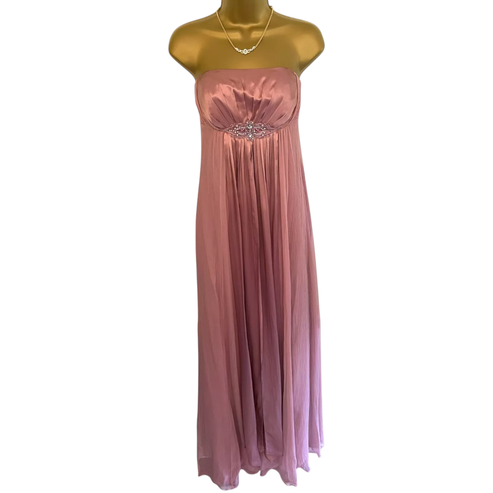 Monsoon Pink Silk Embellished Maxi Dress UK 8/10