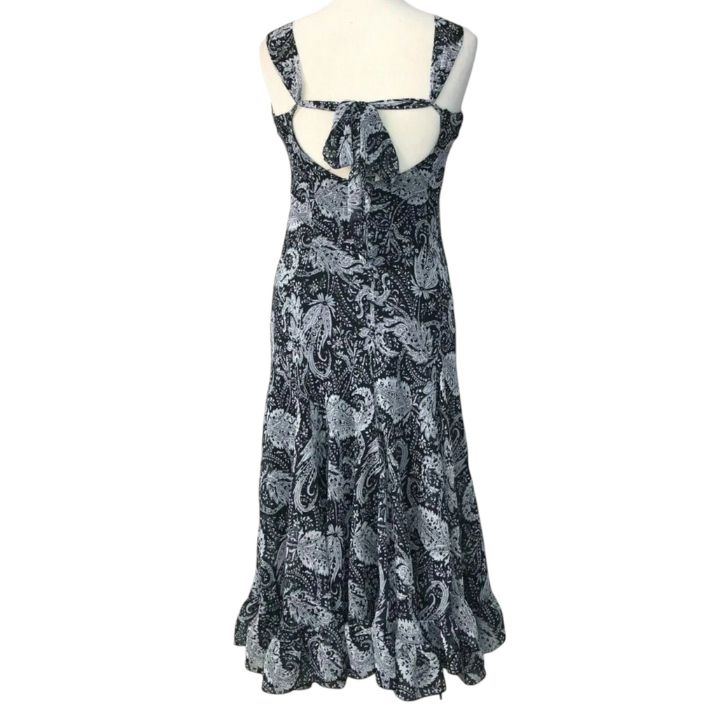 Glitz Black Grey Paisley Sleeveless Strappy Dress UK 10
