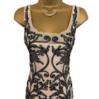 Phase Eight Vintage Black & Cream Tapework Dress UK 8