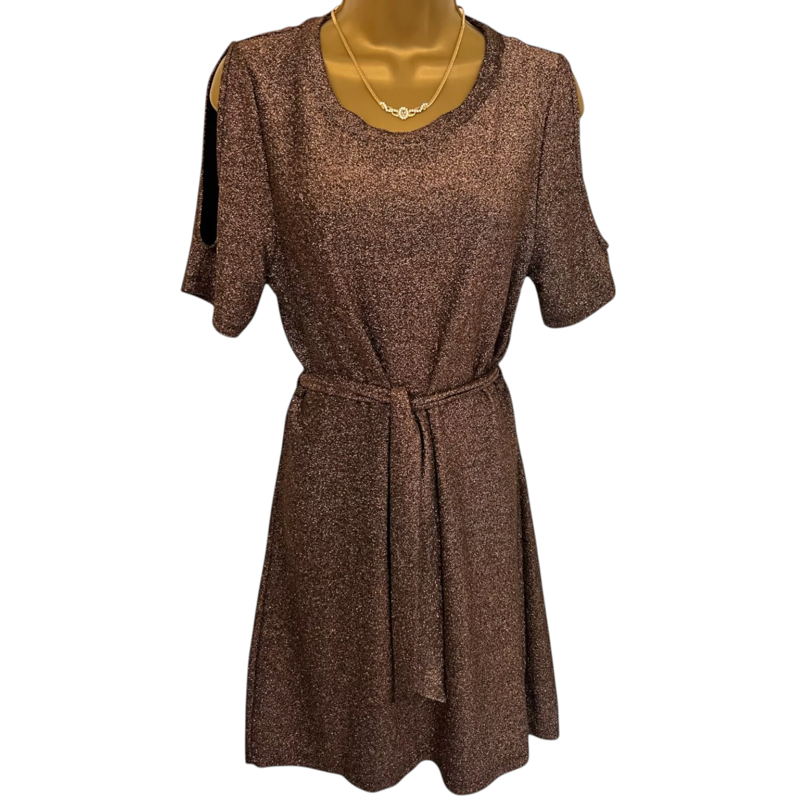 Next Brown Bronze Metallic Sparkle Dress UK 12