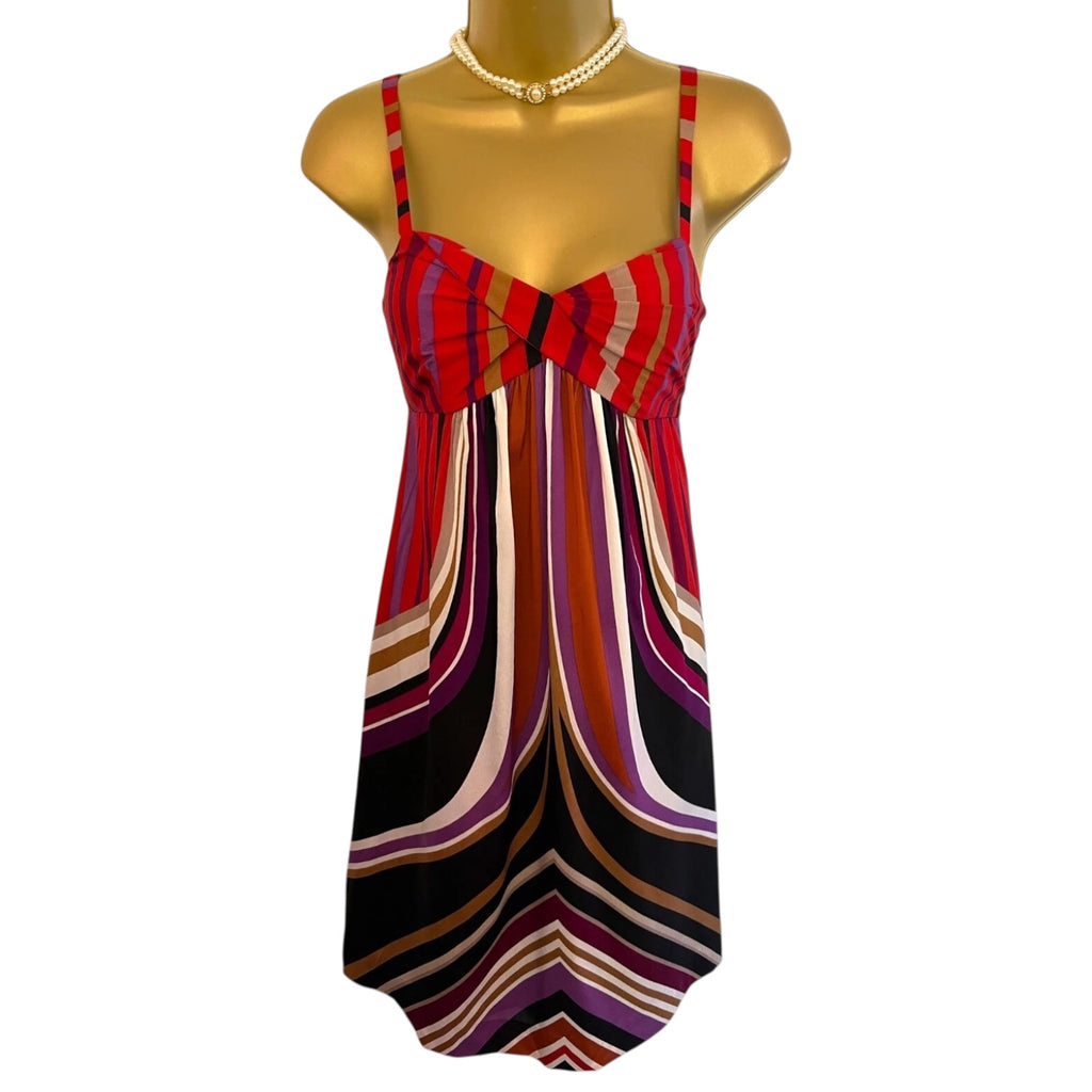 Banana Republic Multicoloured Striped Silk Dress UK 6