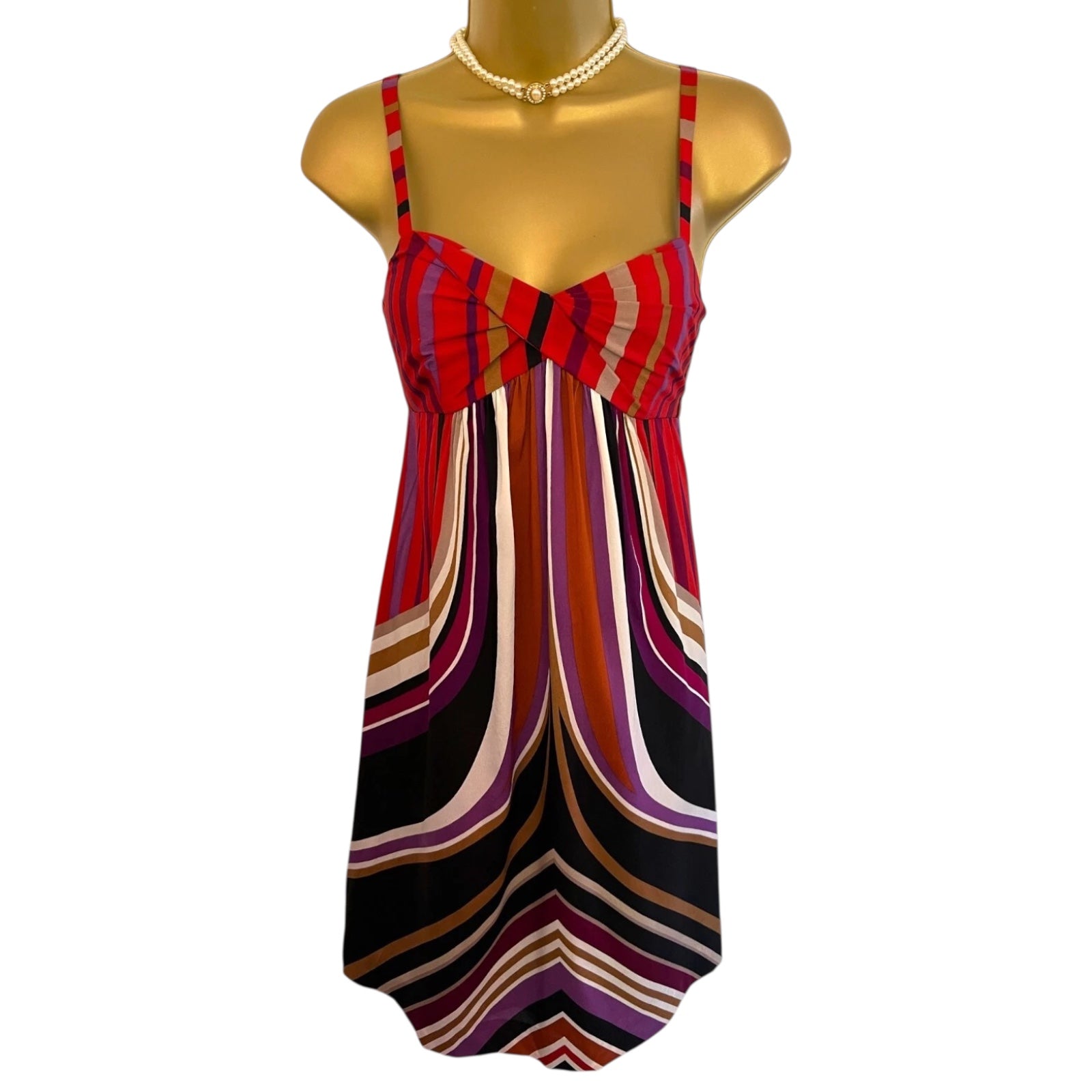 Banana Republic Multicoloured Striped Silk Dress UK 6