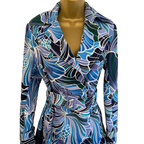 Max Mara Blue Floral Wool Belted Trench Coat UK 14