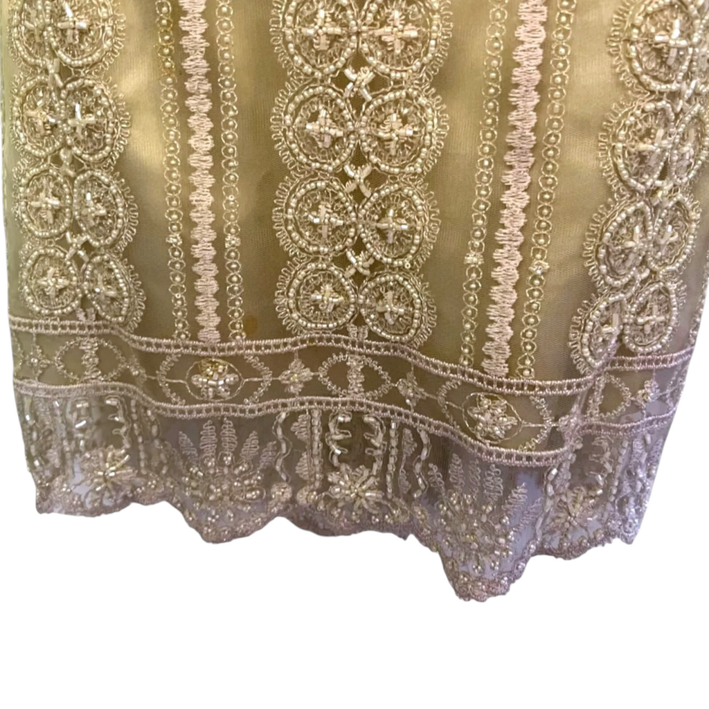 Jovani Gold Silk Beaded 2 Piece Occasion Outfit UK 14