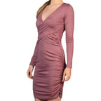 Alice & You Ruched Silky Dusky Pink Bodycon Dress UK 10