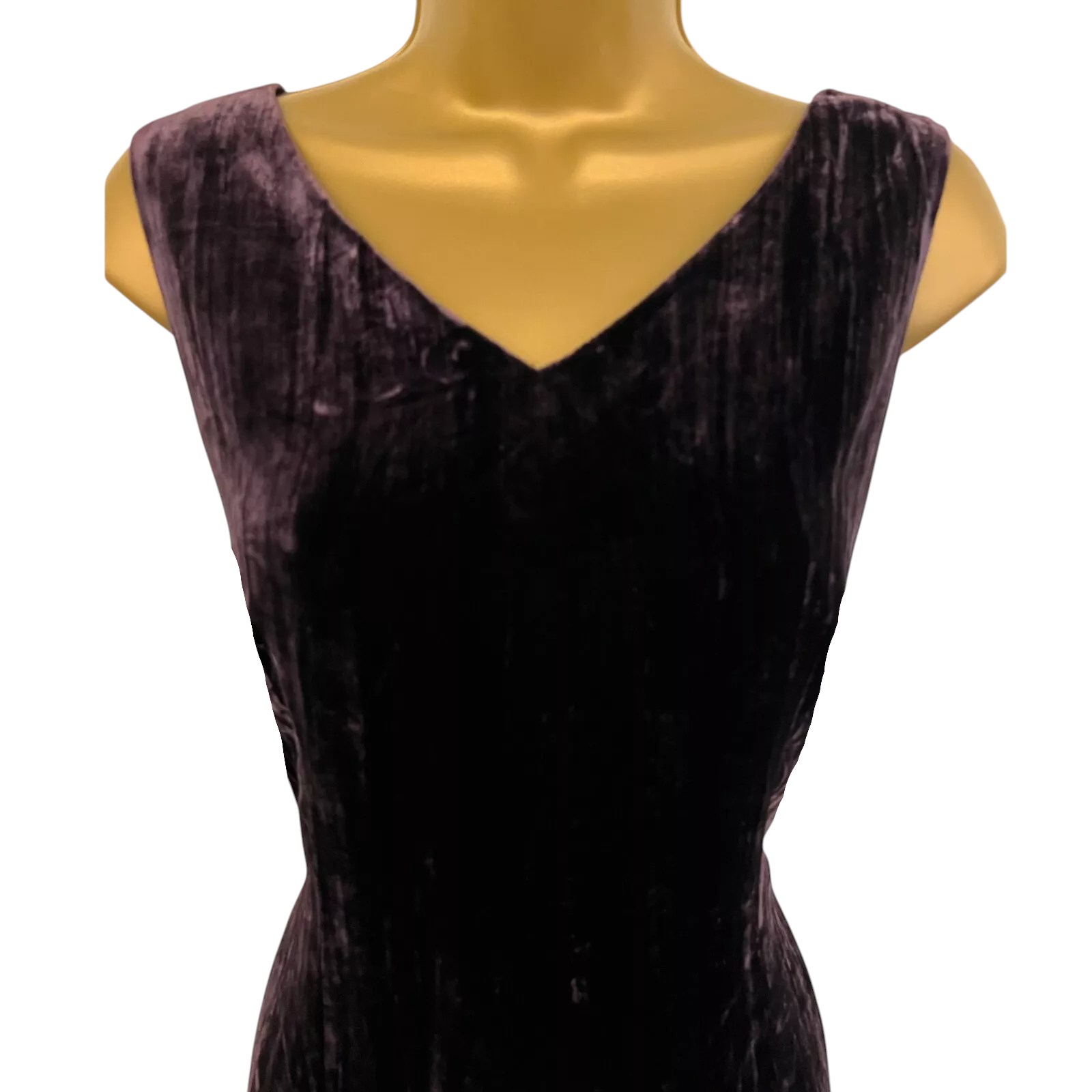 Precis Petite Plum Crushed Silk Velvet Sleeveless Evening Dress UK 10