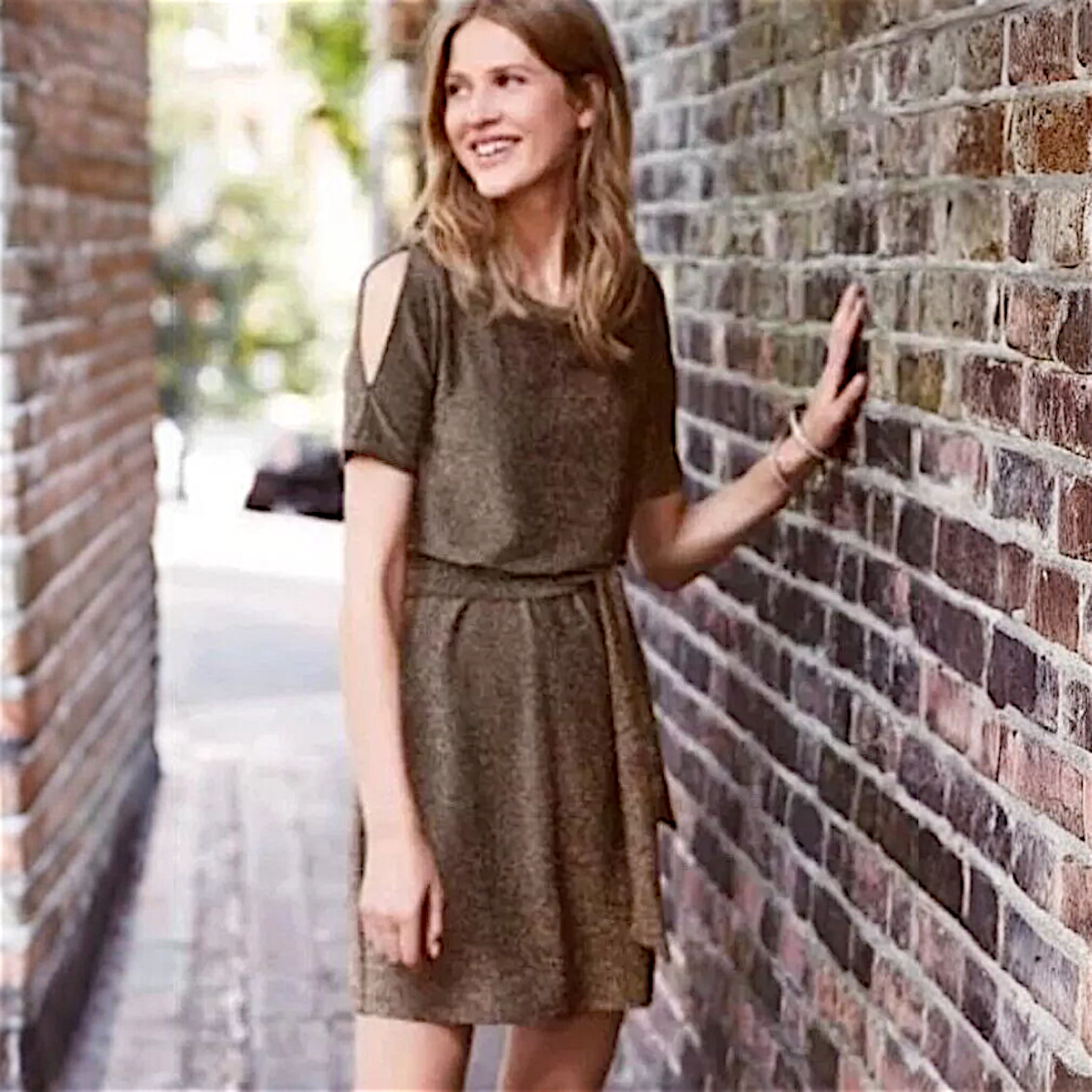 Next Brown Bronze Metallic Sparkle Dress UK 12