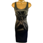 Fabrizio Lenzi Dark Green Stretch Satin Dress UK 8