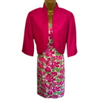 Tina Taylor White Pink Green Floral Dress Suit UK 16