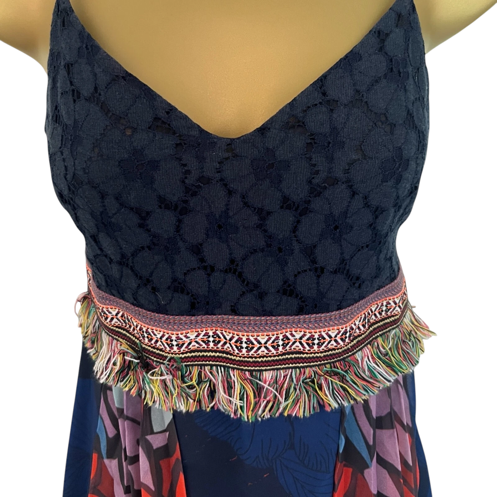 Desigual Multi Coloured Pleated Chiffon Skirt Dress UK 10