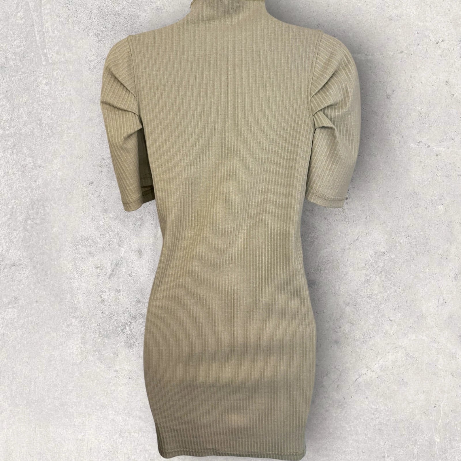 Pretty Little Thing Sage Green Ribbed Dress UK 8