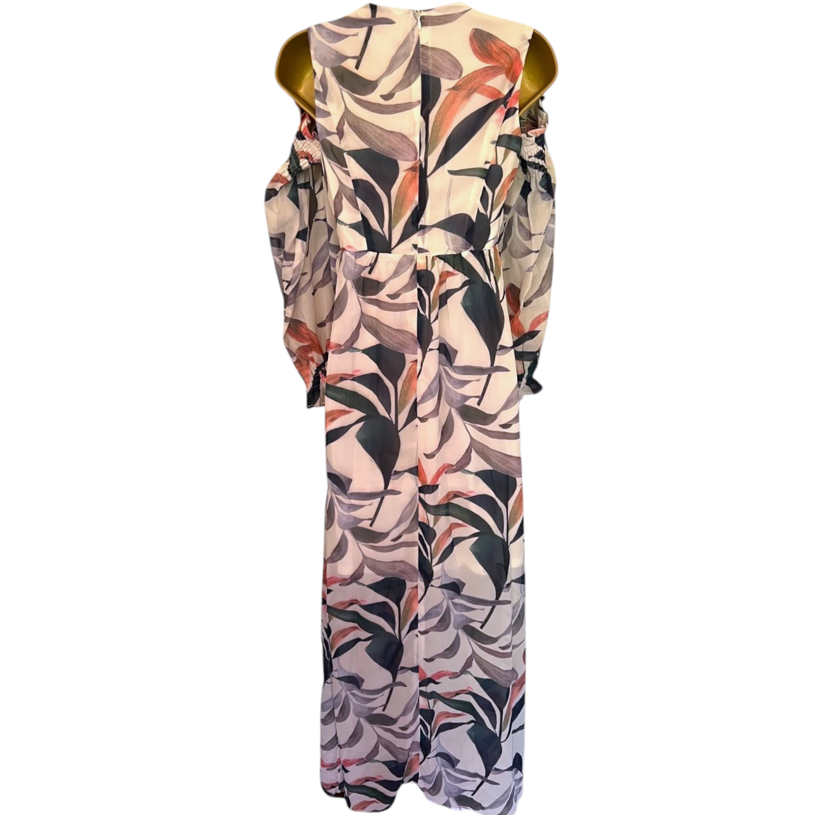 Lost Ink Ivory Floral Cold Shoulder Maxi Dress UK 6