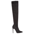 Moda In Pelle Yulia Black Silver Fabric Knitted Boots  UK 7