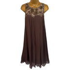 Cabotine Privee Chocolate Beaded Pleated Dress UK 10