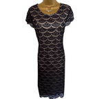 Shubette Gina Bacconi Navy Lace Beaded Dress  UK 12