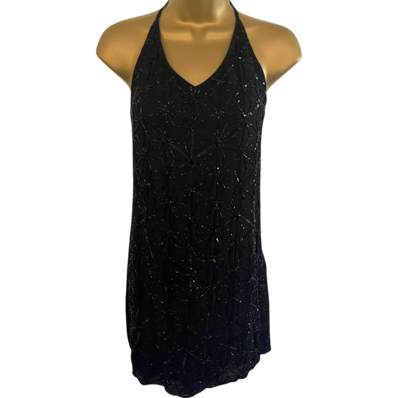 Night by SuiteBlanco Black Beaded Strappy Dress UK 12